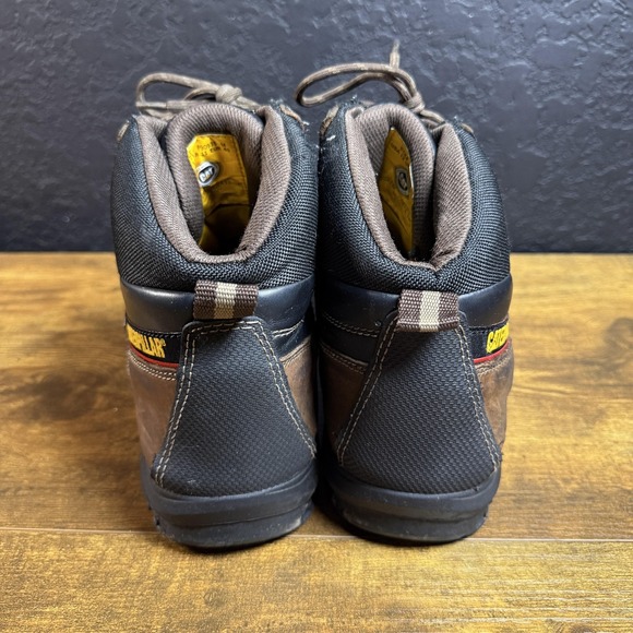 Caterpillar Mens Outline Steel Toe Waterproof Work Boots Brown Leather P90935 12 - Picture 4 of 6